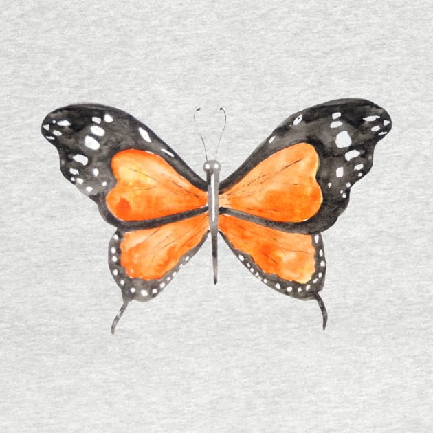 orange and black butterfly watercolor 3 by colorandcolor